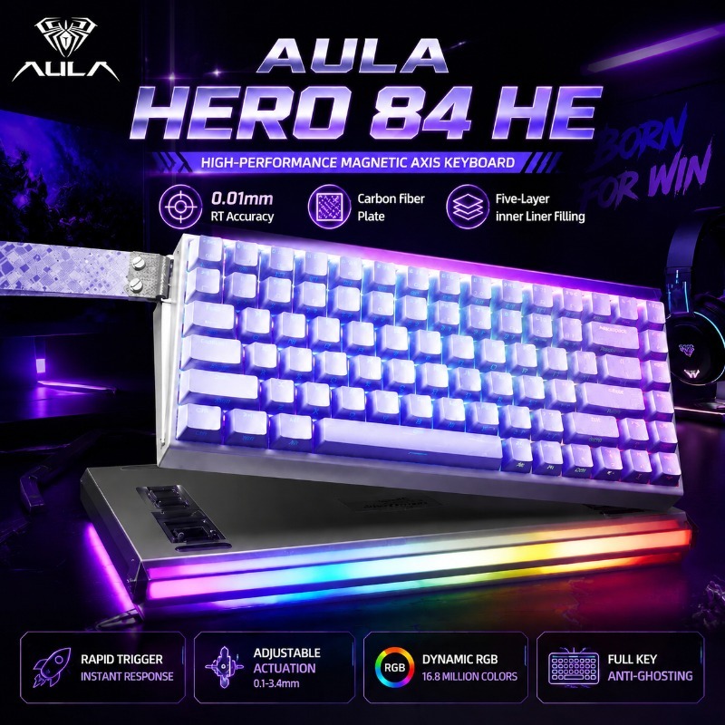 Gaming Keyboard Magnetic Switches - Klawiatura mechaniczna gamingowa AULA HERO84 z