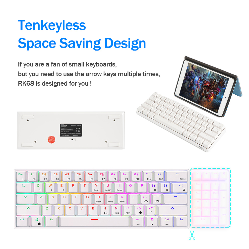 RK Royal Kludge RK61 2.4G bezp – Gaming Keyboard Thocky recenzja i cena