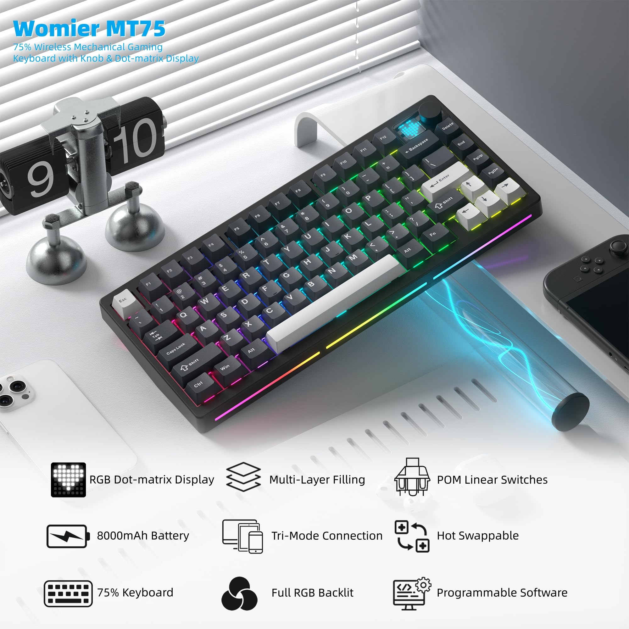 Womier MT75 Bezprzewodowa Klaw – Gaming Keyboard Thocky recenzja i cena